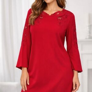 NWT Alfani Red Lace Cocktail Dress Size 14 Holiday Party Wedding Guest